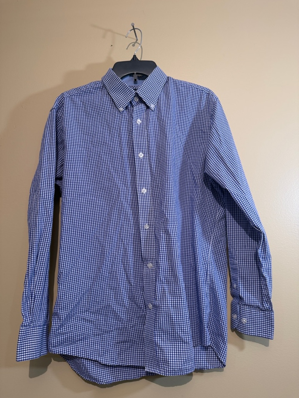 Nautica Blue and White Micro Gingham Dress Shirt